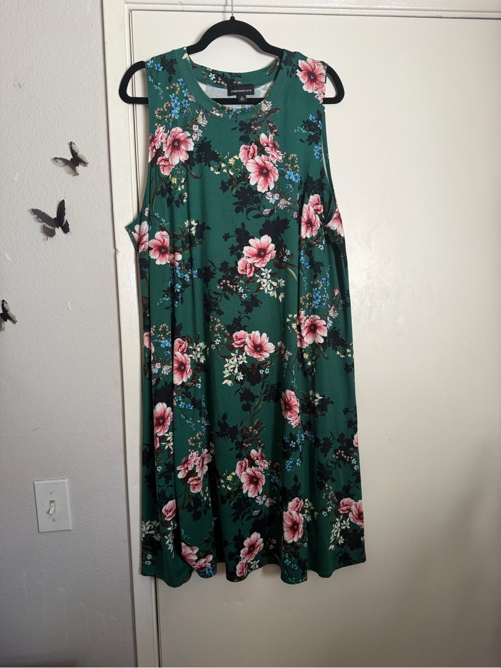Green Floral Swing Dress